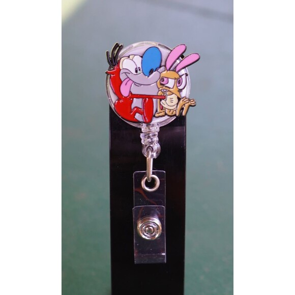 Ren and Stimpy Cute Retractable Id Badge Reel Holder Nickelodeon Cartoon - Picture 4 of 5